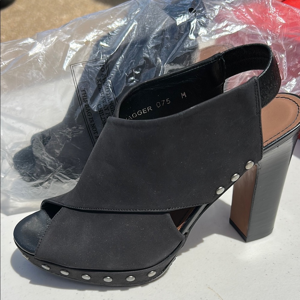 Donald J. Pliner Black Peep-Toe Heels with Stud Detailing